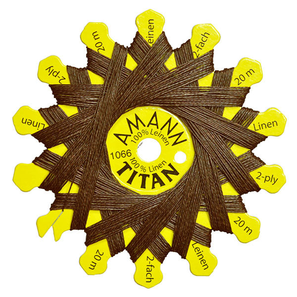 100% lintråd från AMANN, ca 0.25-0.3mm grov, brun, 20m