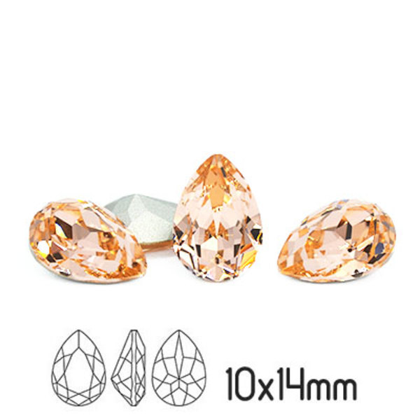 Preciosa kristall, 14x10mm Baroque Pear, Light Peach, 1st rosa
