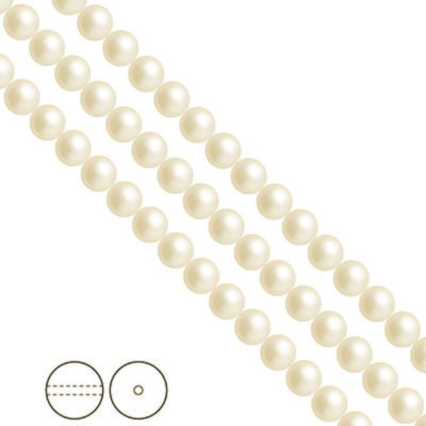 Preciosa Nacre Pearls (premiumkvalitet), 6mm, Light Creamrose, 2