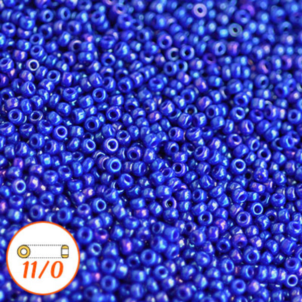 Miyuki seed beads 11/0, opaque cobalt luster, 10g blå