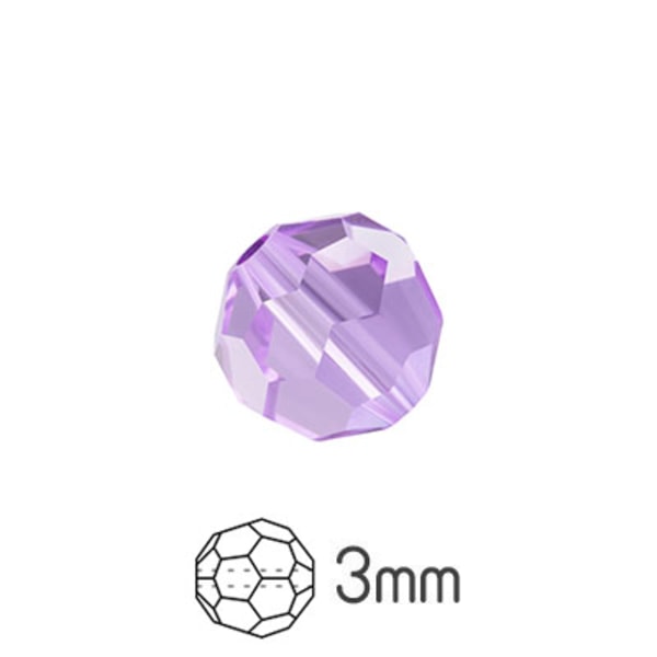 Runda fasetterade Preciosa pärlor, 3mm, Violet, 30st lila