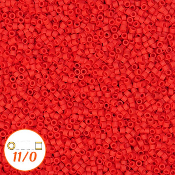 Miyuki Delica 11/0, matte opaque red, 5g röd