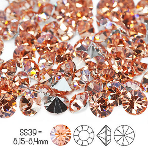 Preciosa chatons, SS39 (ca 8mm), Crystal Apricot, 4st rosa