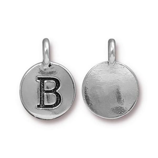 TierraCast berlock "B", 11.6x12.6mm, silverpläterad, 1st silver