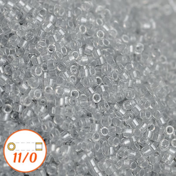 Miyuki Delica 11/0, I-D ice grey crystal, 5g grå