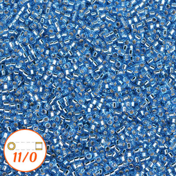 Miyuki Delica 11/0, silver-lined azure, 5g blå