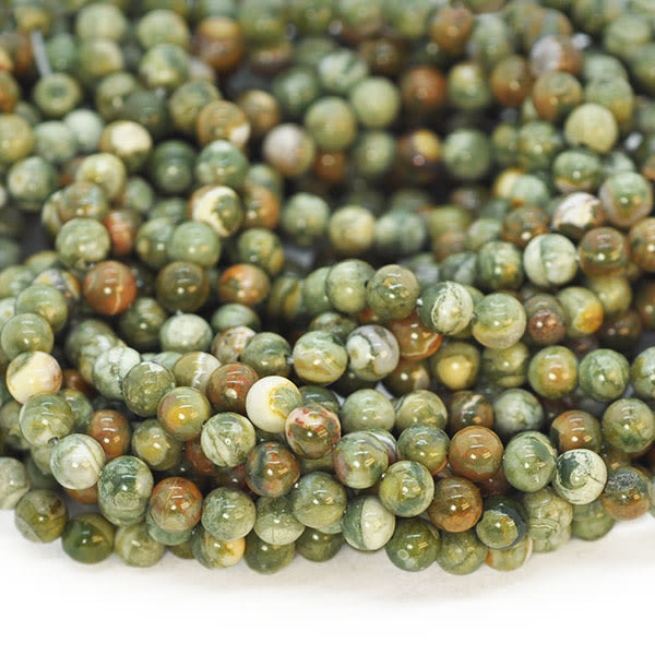 Små runda pärlor av grönmelerad mönstrad jaspis, ca 3.2mm, ca 12 grön