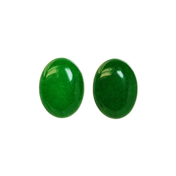 Cabochon, färgad "Malaysia jade", grön, 15x20mm oval, 1st grön