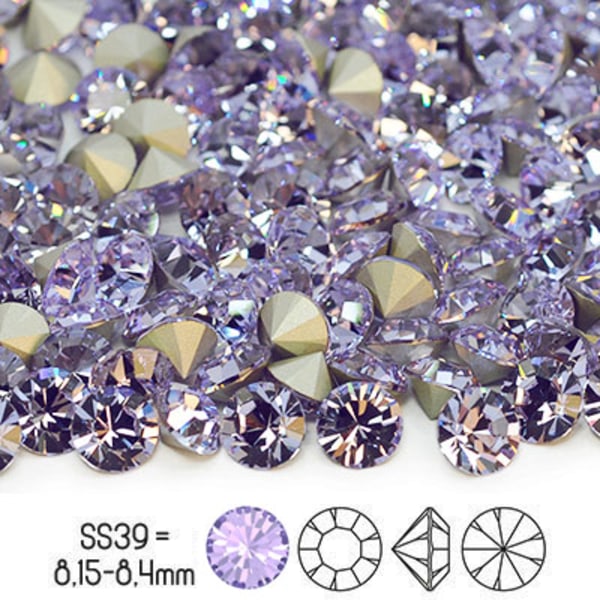 Preciosa chatons, SS39 (ca 8mm), Violet, 4st