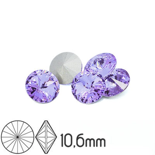 Preciosa rivoli kristaller, 10.6mm (SS47), Violet, 2st lila