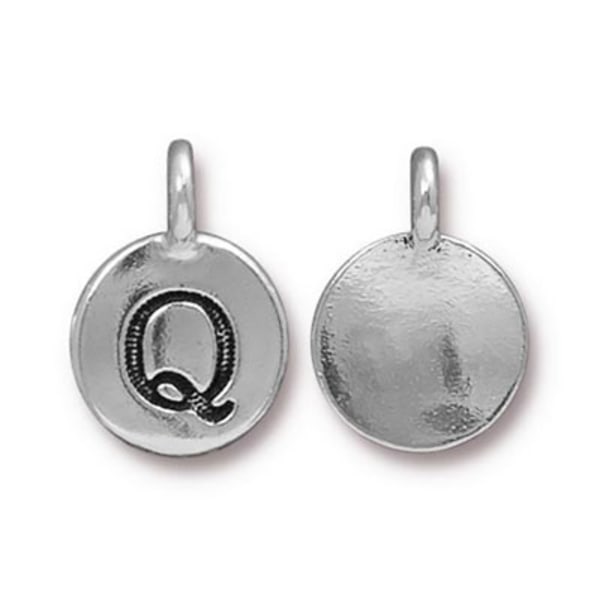 TierraCast berlock "Q", 11.6x12.6mm, silverpläterad, 1st