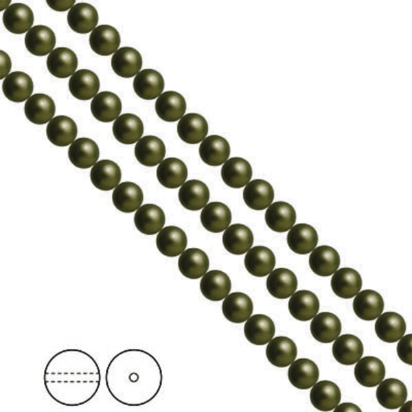 Preciosa Nacre Pearls (premiumkvalitet), 5mm, Dark Green, 25st