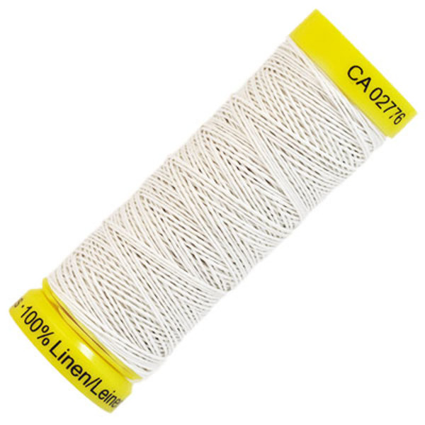 100% lintråd från Gütermann, ca 0.25-0.3mm grov, antikvit, 50m vit