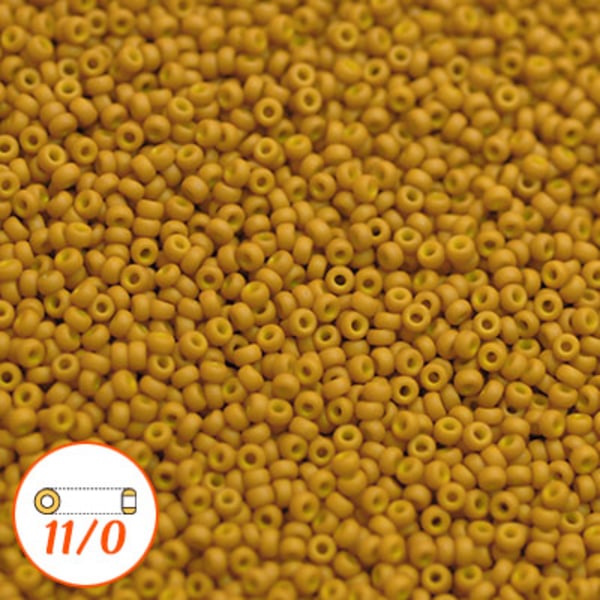 Miyuki seed beads 11/0, matte opaque mustard, 10g brun