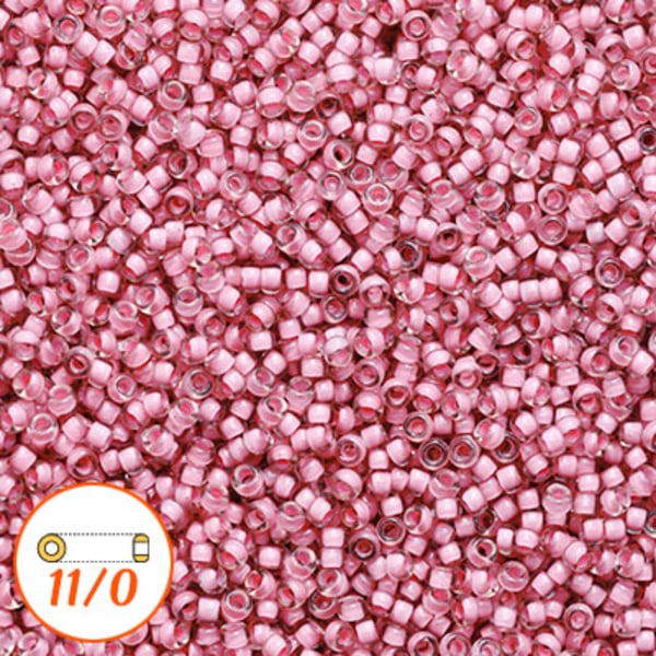 Miyuki seed beads 11/0, rose-lined crystal, 10g rosa