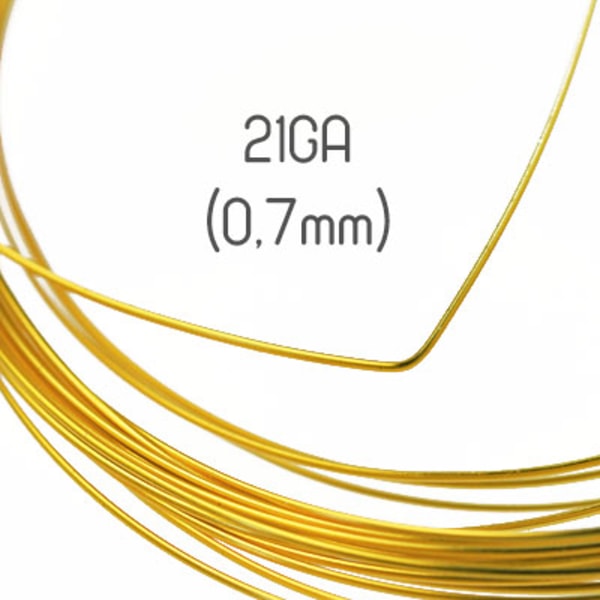 Halvrund non-tarnish gold wire, 21GA (0,7mm grov), guld/ljusguld guld