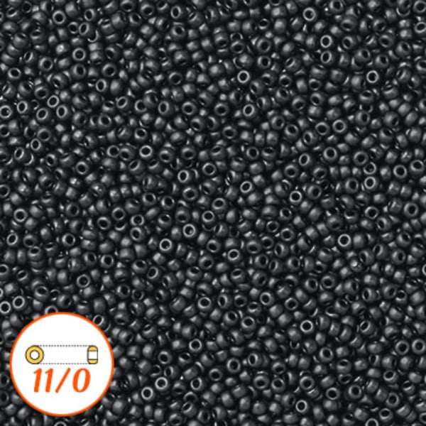 Miyuki seed beads 11/0, matte metallic charcoal, 10g svart