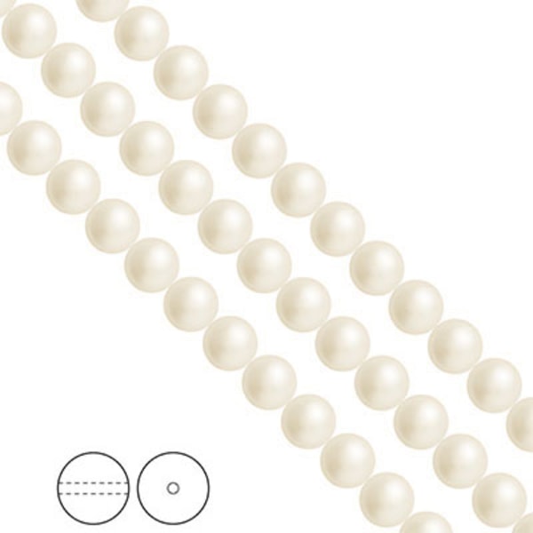 Preciosa Nacre Pearls (premiumkvalitet), 8mm, White, 20st