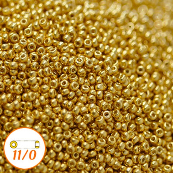 Miyuki seed beads 11/0, duracoat galvanized gold, 10g guld