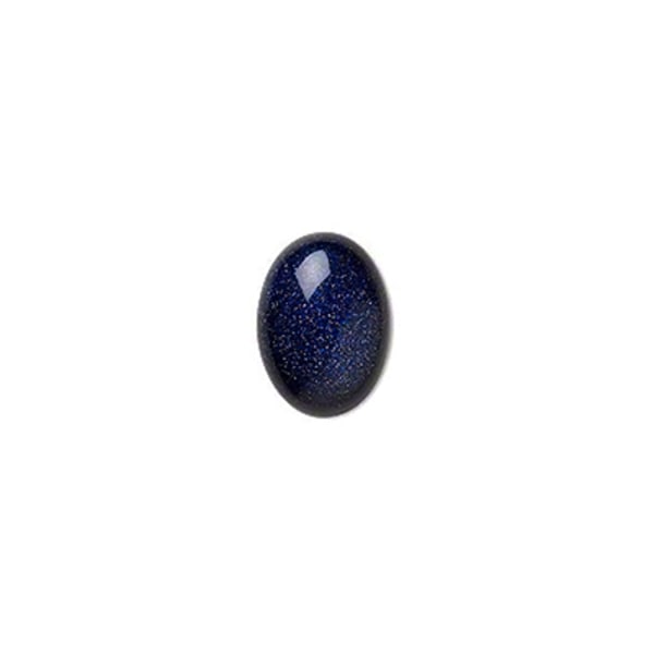 Cabochon, blå "guldsten", 12x16mm oval, 1st blå