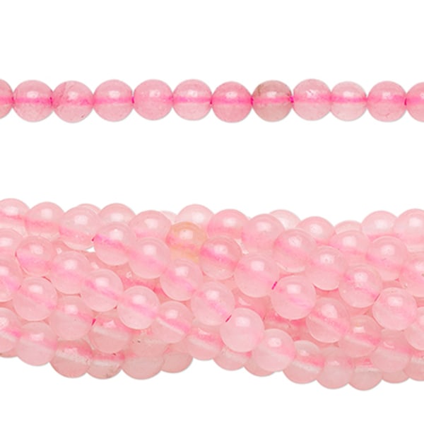 Pärlor av naturlig rosenkvarts, 4mm rosa 85
