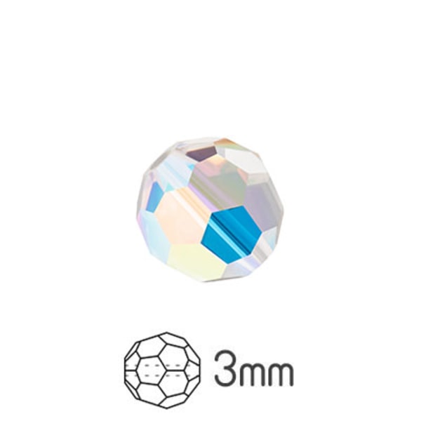 Runda fasetterade Preciosa pärlor, 3mm, Crystal AB, 30st transparent