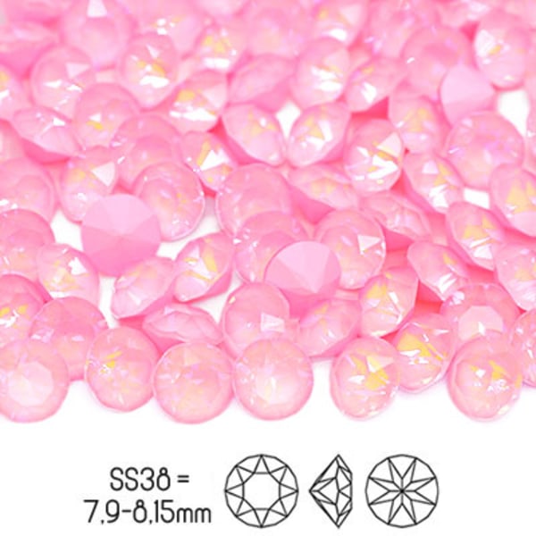Aurora chatons, SS38 (ca 8mm), Cr.Powder Rose DeLite, 4st rosa
