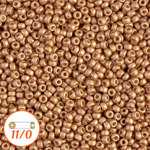 Miyuki seed beads 11/0, duracoat galvanized semi-matte latte, 10