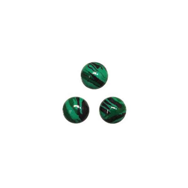 Cabochon, konstgjord malakit, 8mm rund, 1st grön