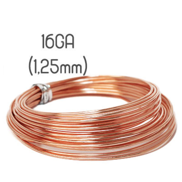 Solid copper wire, 16GA (1,25mm grov) brun