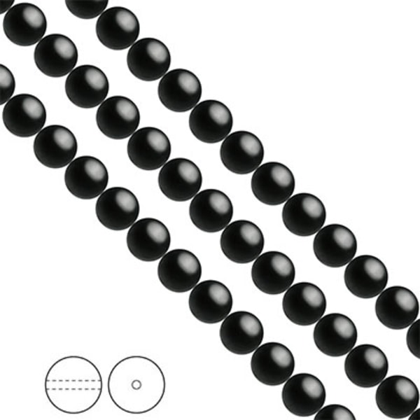 Preciosa Nacre Pearls (premiumkvalitet), 8mm, Magic Black, 20st