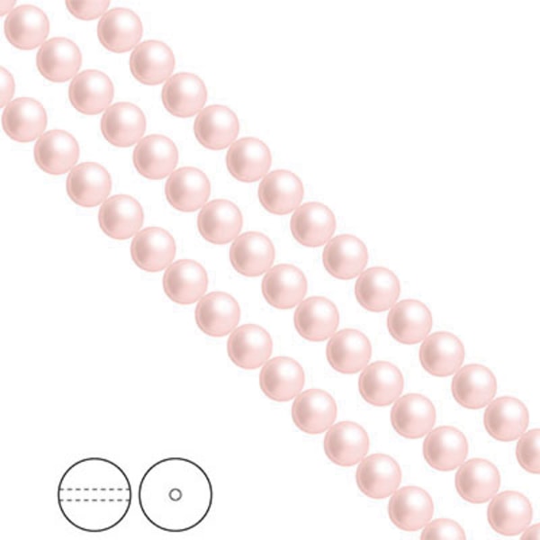 Preciosa Nacre Pearls (premiumkvalitet), 6mm, Rosaline, 25st