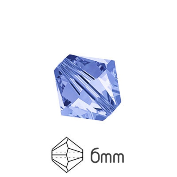 Fasetterade Preciosa pärlor, bicones, 6mm, Light Sapphire, 28st