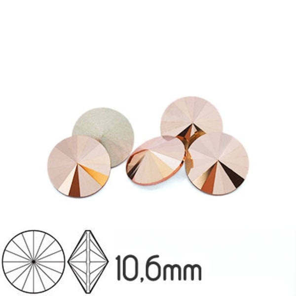 Preciosa rivoli kristaller, 10.6mm (SS47), Capri Gold, 2st guld