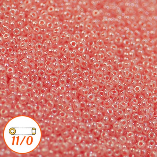 Miyuki seed beads 11/0, I-D pink coral ceylon, 10g rosa