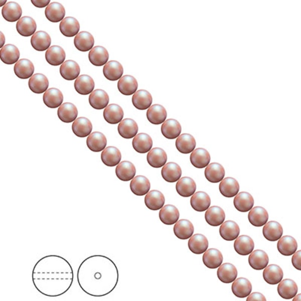 Preciosa Nacre Pearls (premiumkvalitet), 4mm, Pearlescent Pink,