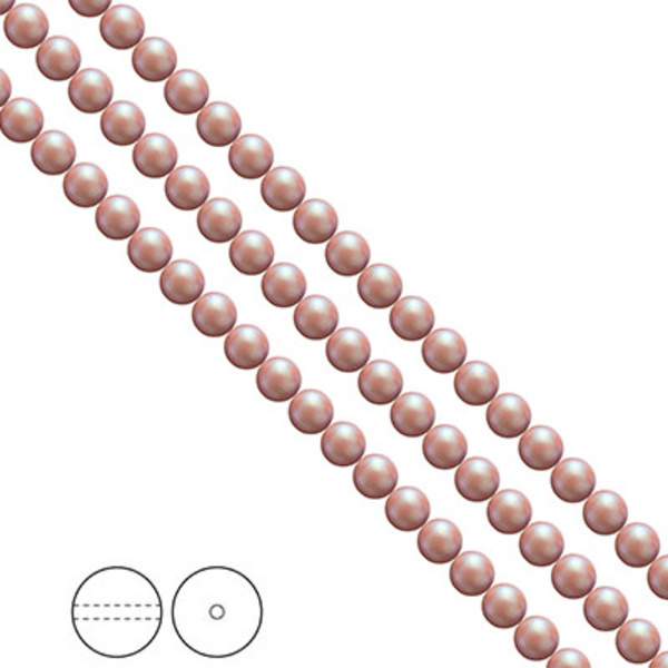 Preciosa Nacre Pearls (premiumkvalitet), 4mm, Pearlescent Pink, rosa