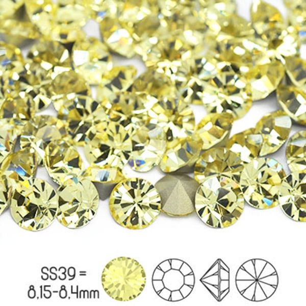 Preciosa chatons, SS39 (ca 8mm), Jonquil, 4st gul
