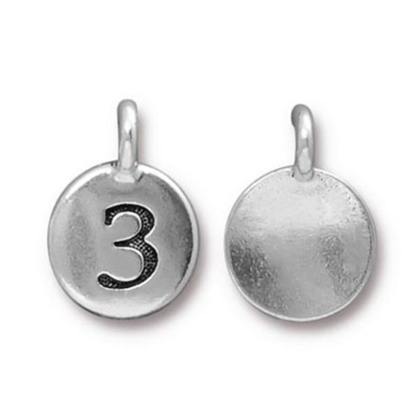 TierraCast berlock "3", 11.7x16.5mm, silverpläterad, 1st silver