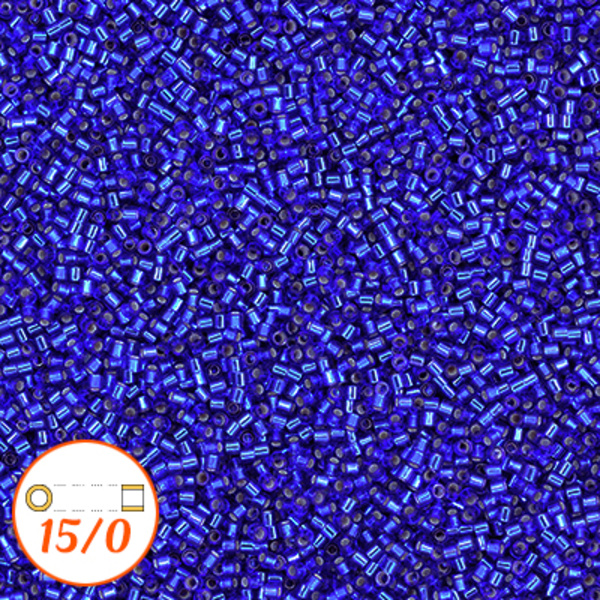 Miyuki Delica 15/0, silver-lined sapphire, 2g