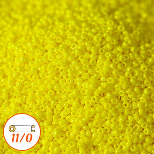 Miyuki seed beads 11/0, opaque yellow luster, 10g gul