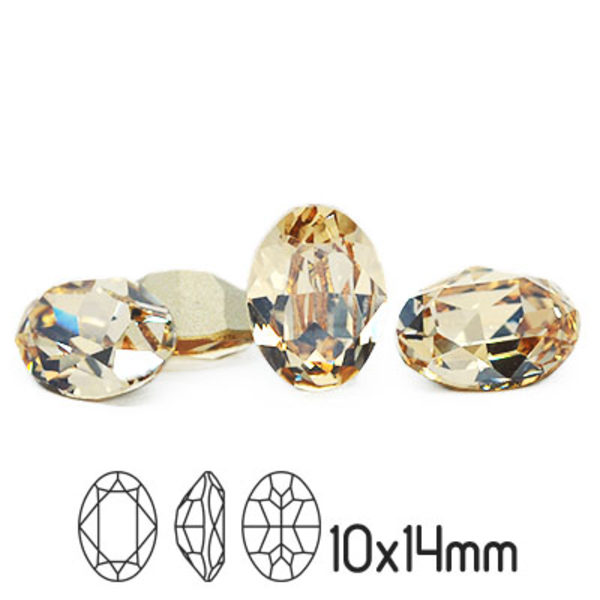 Preciosa kristall, 14x10mm MC Oval, Crystal Honey, 1st beige