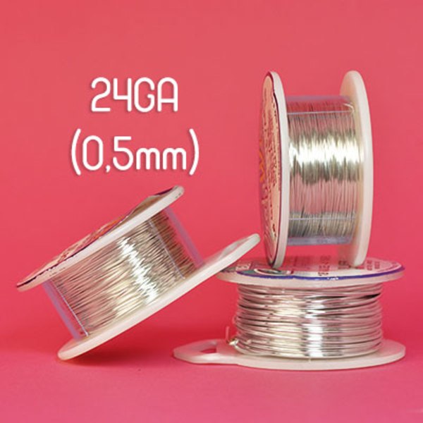 Tarnish resistant wire, silverpläterad, 24GA (0,5mm grov) silver