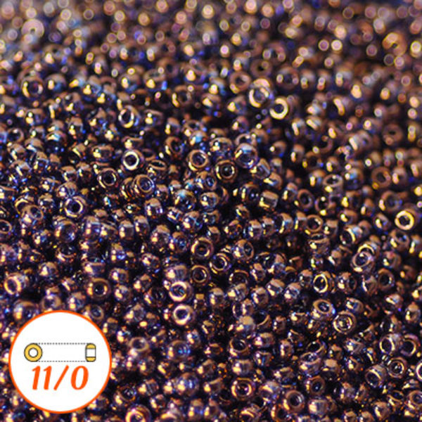 Miyuki seed beads 11/0, violet gold luster, 10g lila