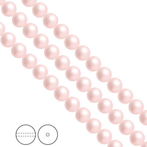 Preciosa Nacre Pearls (premiumkvalitet), 8mm, Rosaline, 20st