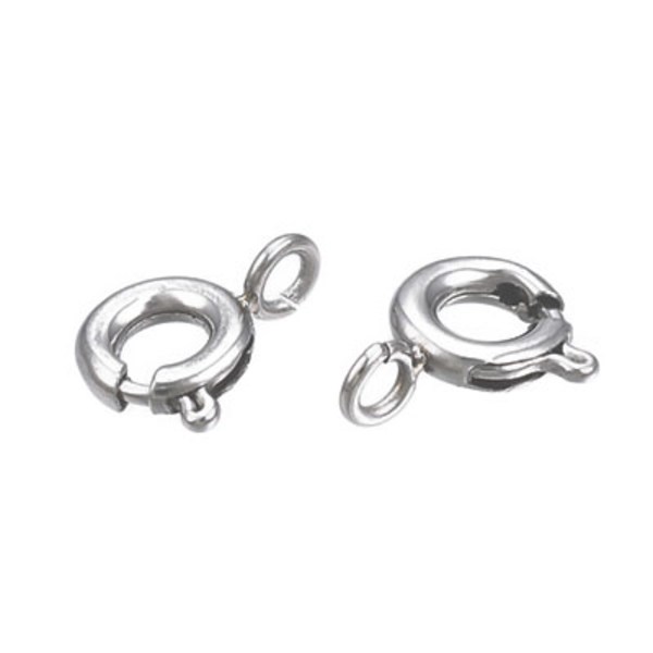 Springlås av rostfritt kirurgiskt stål, ca 5mm, 1/10st silver 1