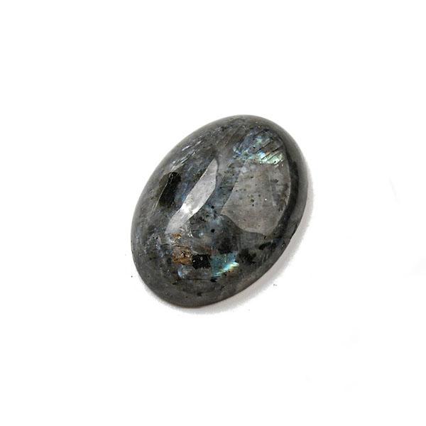 Cabochon, naturlig larvikit/"grå labradorit", ca 13x18mm oval, 1