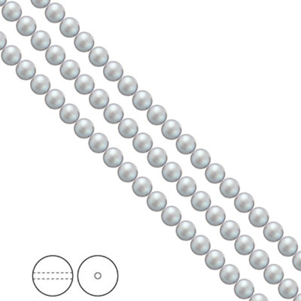 Preciosa Nacre Pearls (premiumkvalitet), 4mm, Pearlescent Grey,