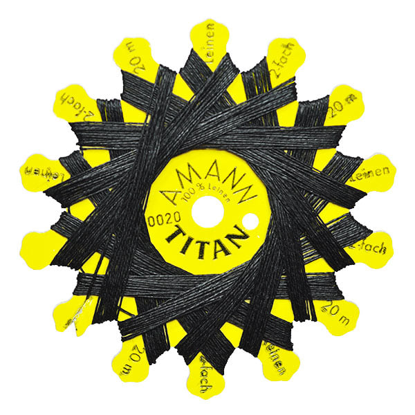 100% lintråd från AMANN, ca 0.25-0.3mm grov, svart, 20m