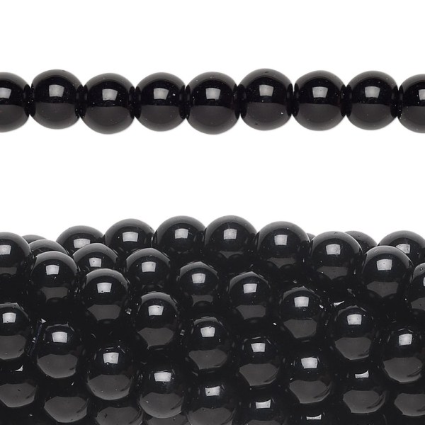 Pärlor av naturlig svart obsidian, 8mm svart 46